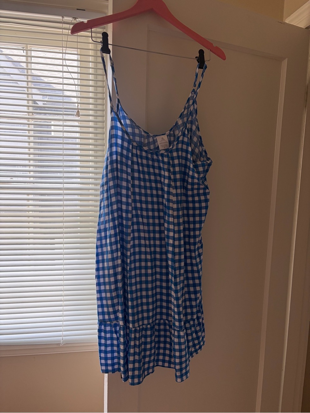 Blue Gingham Spaghetti-Strap Women's Dress